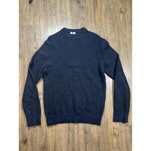 Uniqlo U Men Wool Crew Neck Sweater Navy Blue Speckled L Lemaire